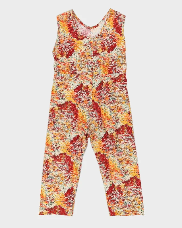 Autumn Trees Print Vintage Jumpsuit - S