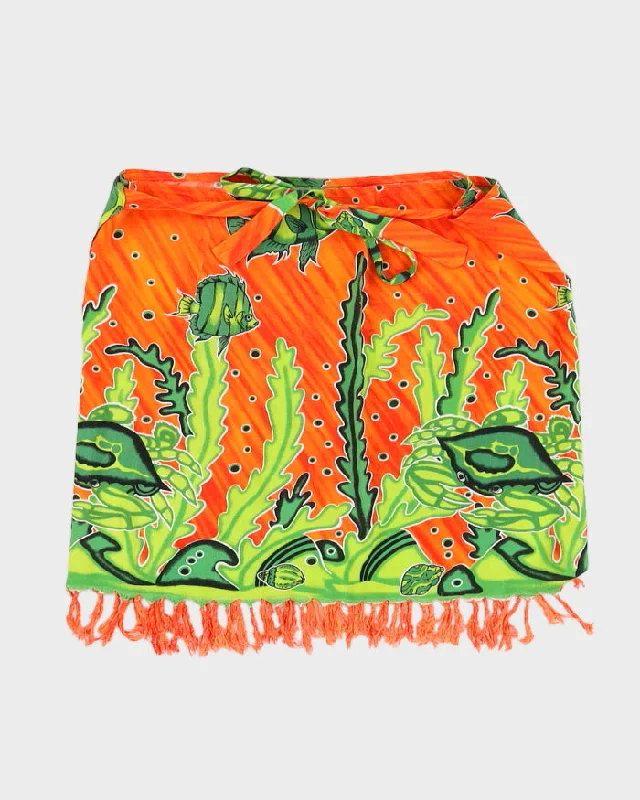 Fish Print Beach Wrap Skirt - Adjustable