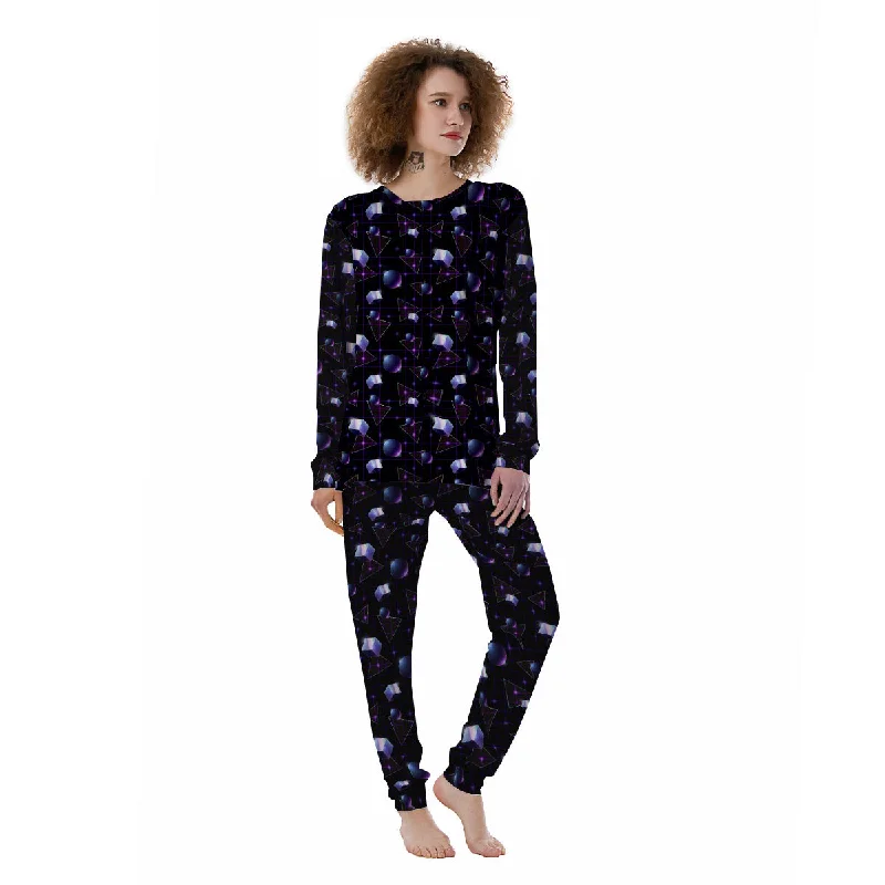 Geometry 80's Style Print Pattern Women's Pajamas