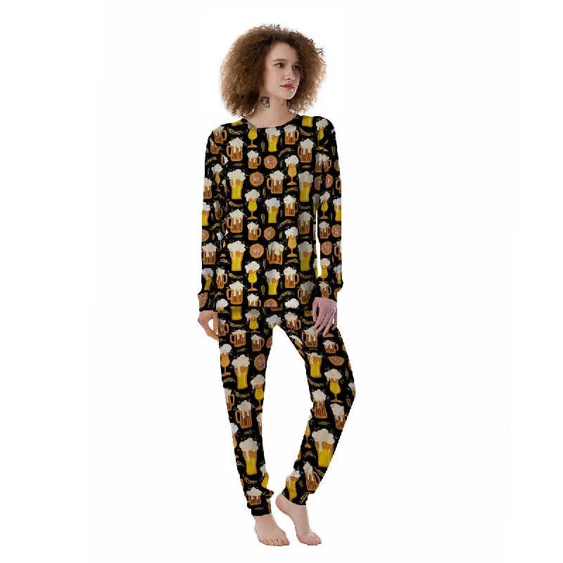 Glasses Of Beer Vintage Print Pattern Women's Pajamas