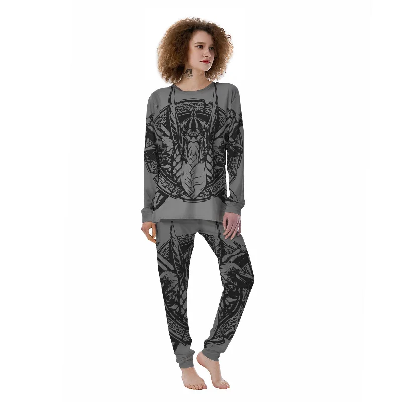 God Odin Grey Color Print Women's Pajamas