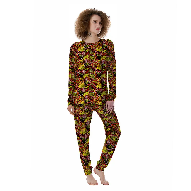 Graffiti Music Rock Star Print Pattern Women's Pajamas