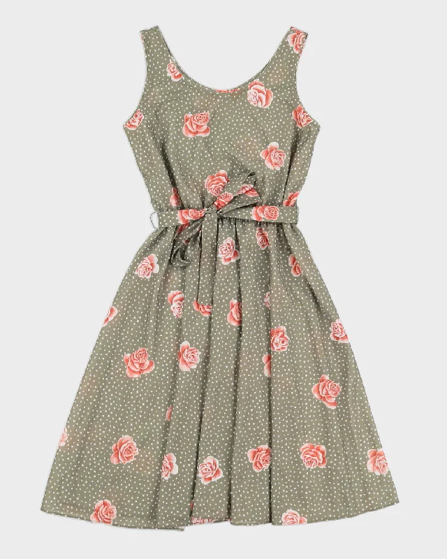 Vintage Polka Dot Flower Dress - S