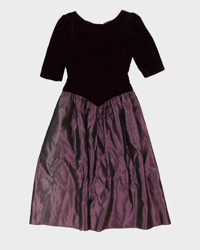 Vintage Purple Velvet Evening Dress - XS