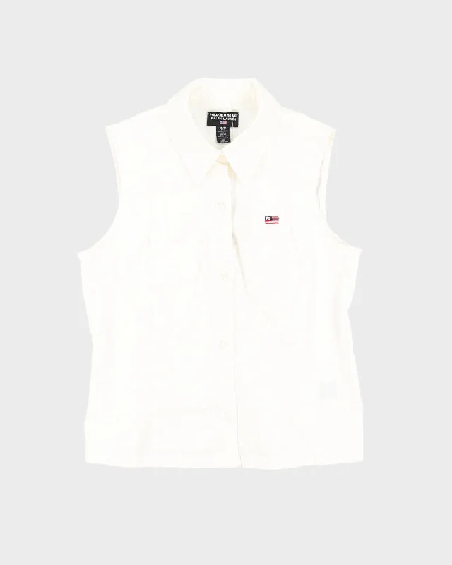 White Polo Jeans Sleeveless Shirt - M