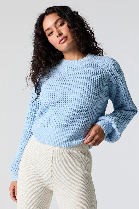 Waffle Knit Cropped Sweater Fashionable sweaters