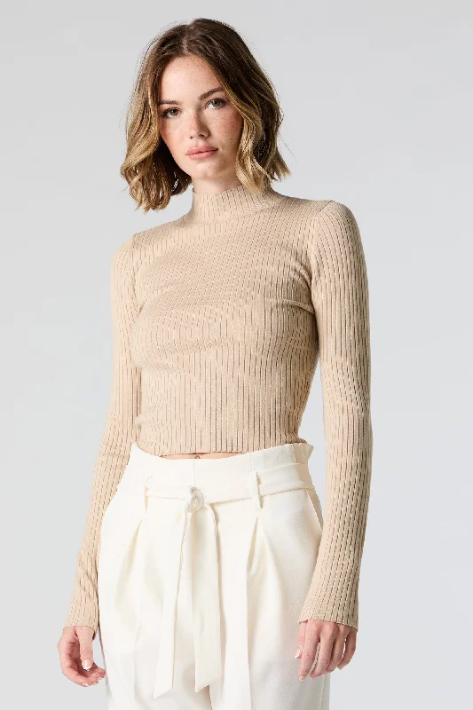 Ribbed Knit Mock Neck Sweater Cozy knit sweaters for winter