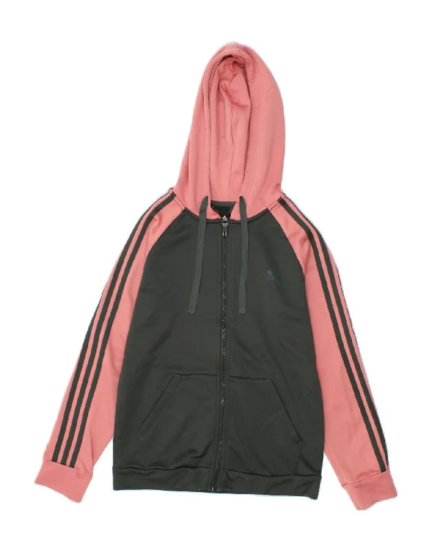 ADIDAS Womens Zip Hoodie Sweater UK 12/14 Medium Pink Colourblock Comfortable sweaters for all seasons