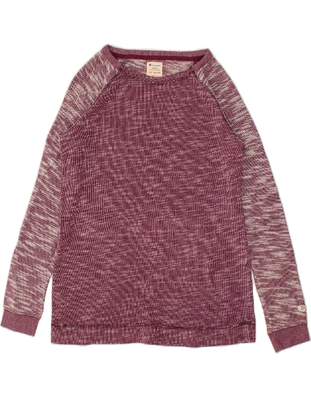 CHAMPION Womens Sweatshirt Jumper UK 14 Medium Burgundy Flecked Cotton Warm sweaters