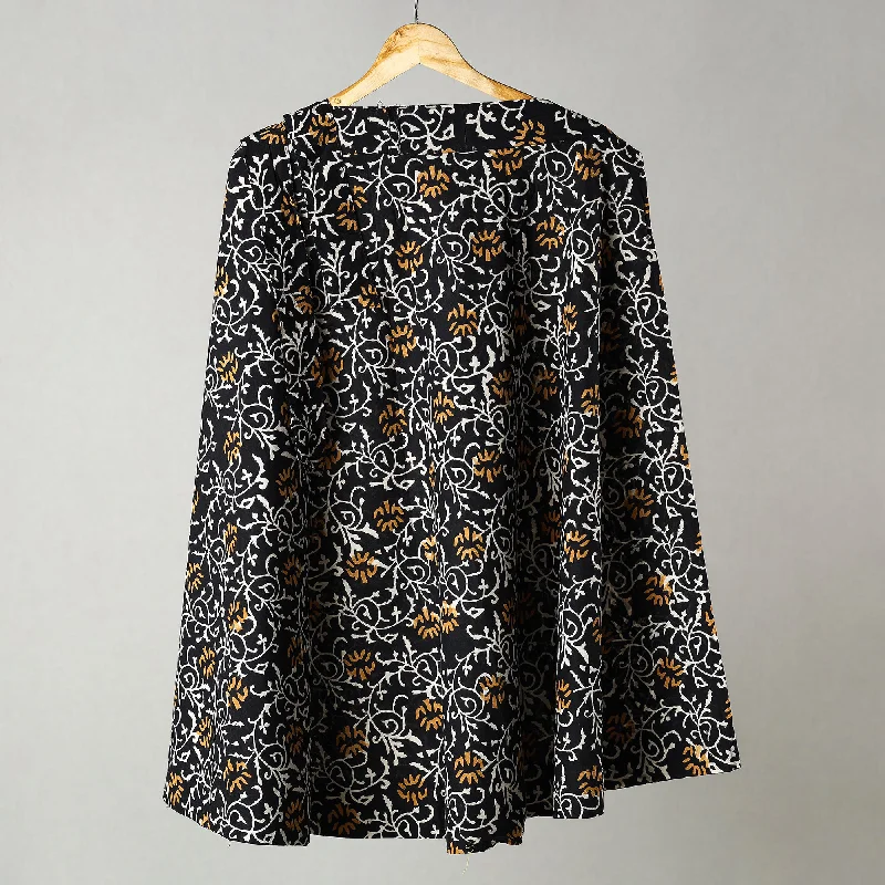 Black - Sanganeri Block Printed Cotton Wrap Around Skirt