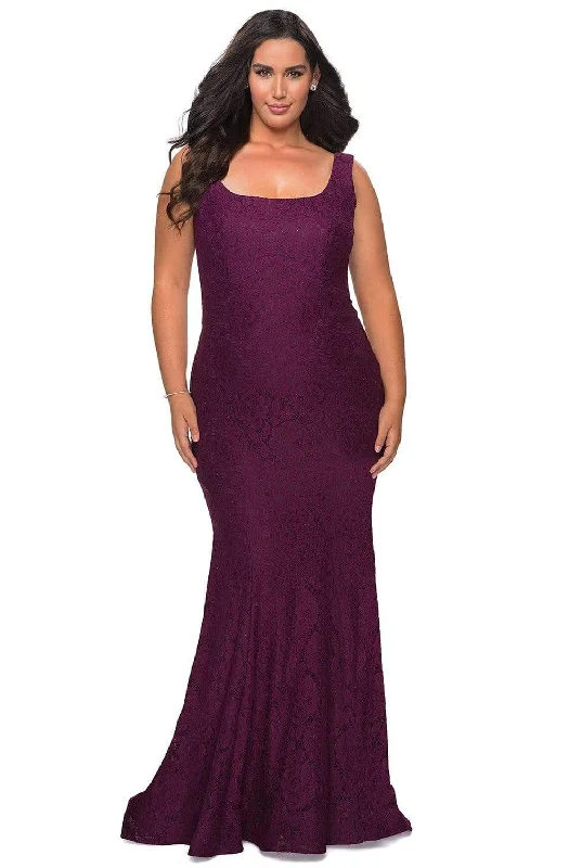 La Femme - 28948 Square Neck Lace Trumpet Long Prom Gown