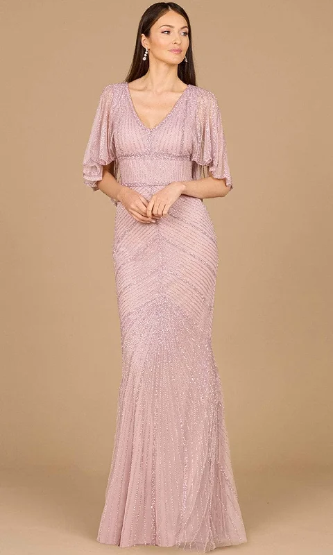 Lara Dresses 29022 - Cape Sleeve Mermaid Evening Gown