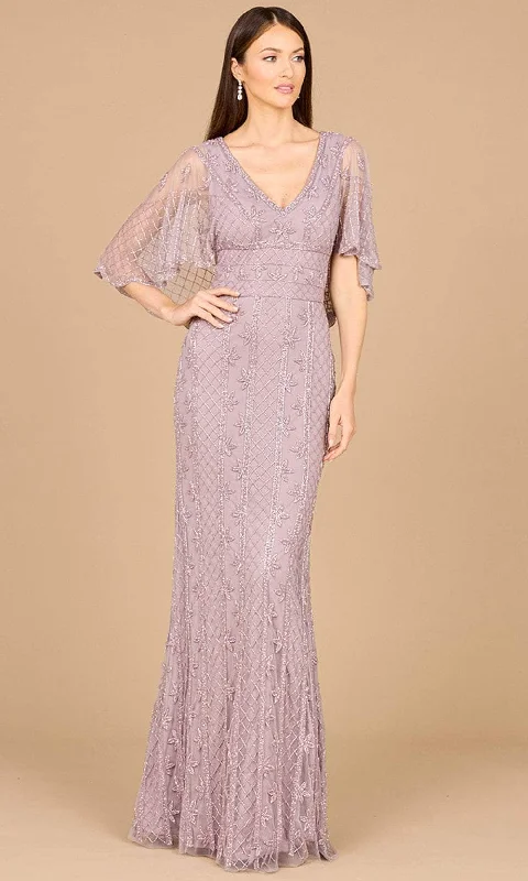 Lara Dresses 29023 - Cape Sleeve Sheath Evening Gown