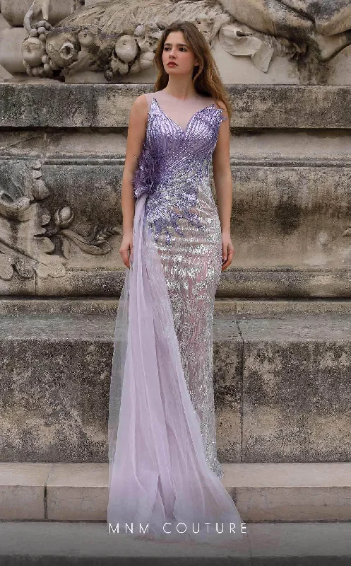 MNM Couture K4056 - Illusion Neckline Embellished Gown