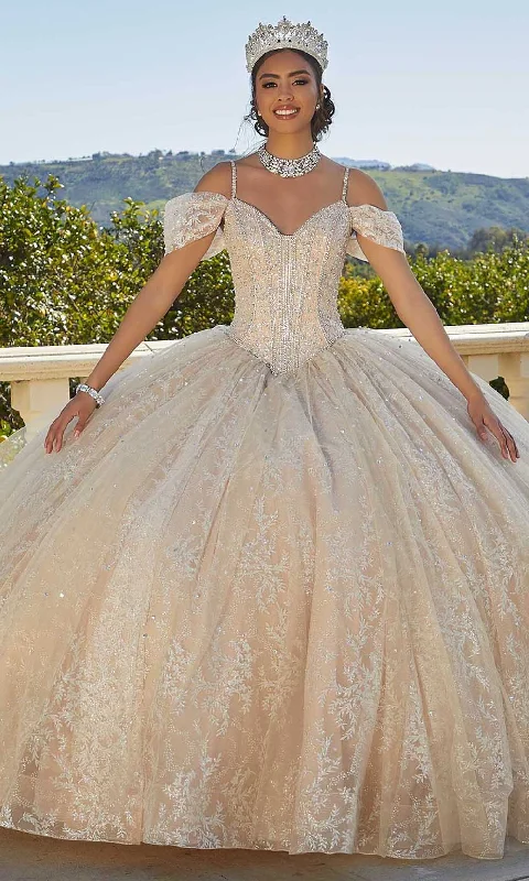 Vizcaya by Mori Lee 89430 - V-Neck Rhinestone Accented Ballgown