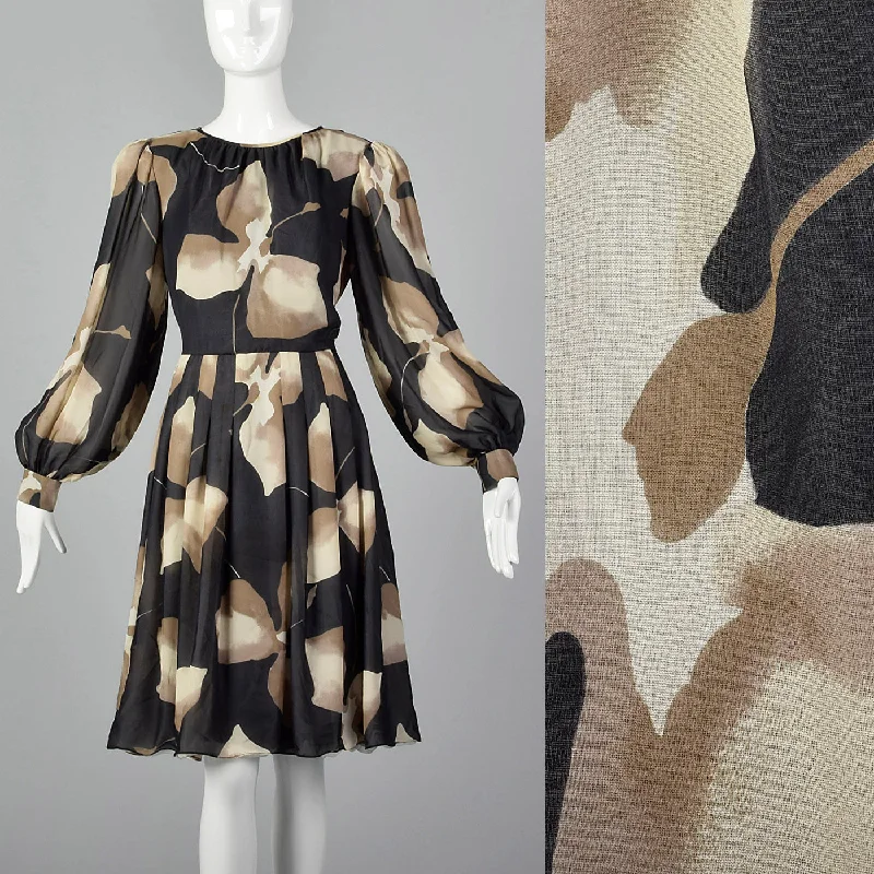 1980s Michael Novarese Tan Abstract Print Dress Revolve floral dresses