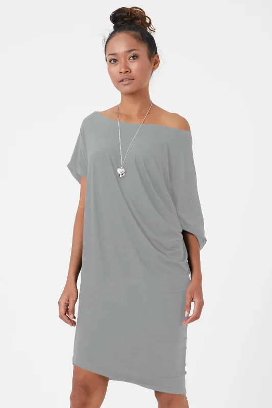 Jersey Off the Shoulder Dress in Stone | Adele