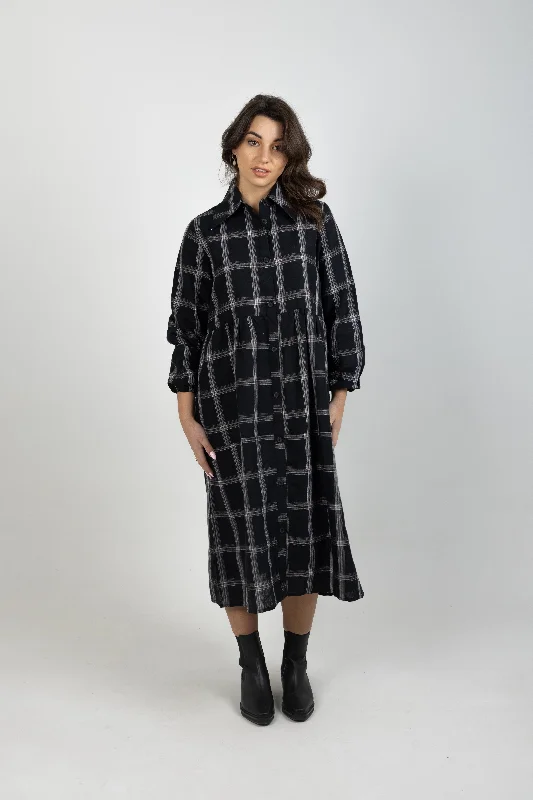 ALEAH DRESS BLACK PLAID