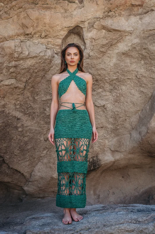 Amaya Crochet Two Piece Set | Emerald