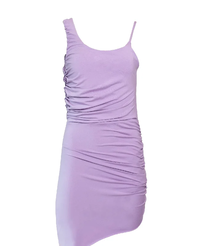 Asymmetrical Ruched Dress | Purple