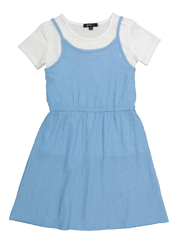 Girls Textured Knit Cami Dress with Tee