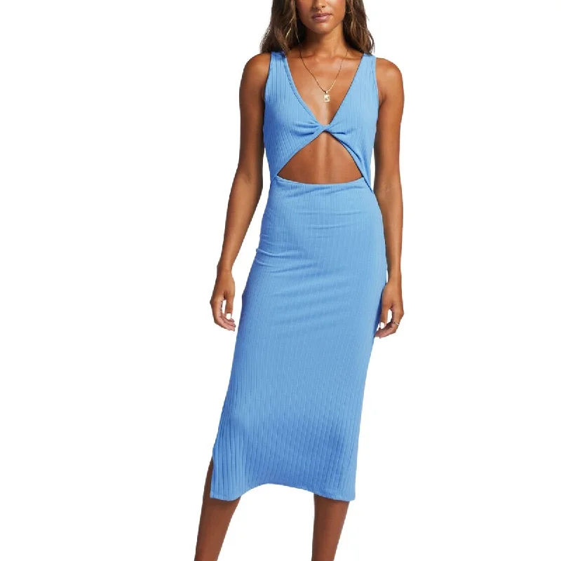 Billabong Take A Look Rib Knit Dress in Blue Daze