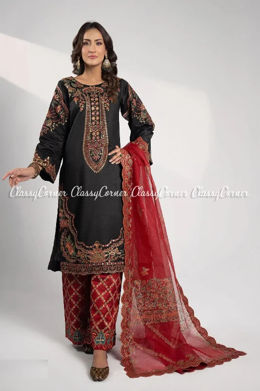 Black Katan Embroidered Salwar Kameez