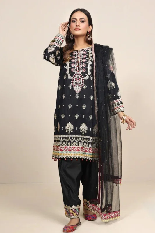 Black Katan Formal Wear Salwar Kameez