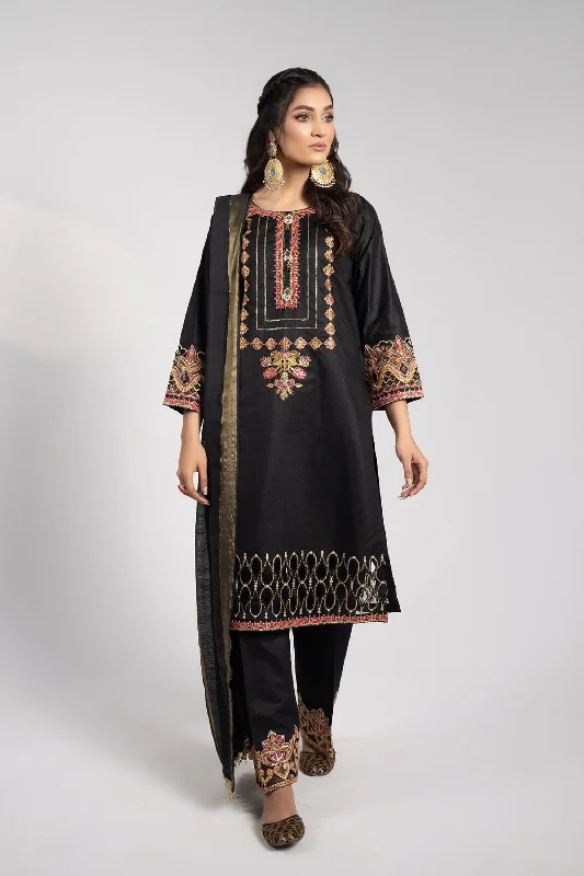 Black Multi Katan Salwar Kameez