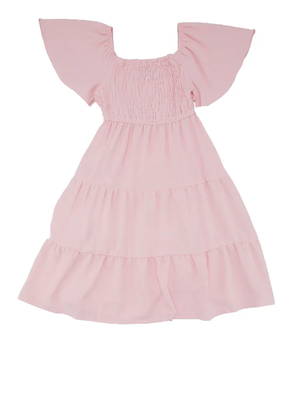 Girls Smocked Tiered Dress