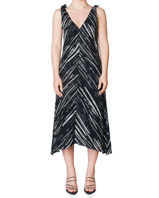 Brushstroke Sleeveless Knot Dress In Black/Ecru Brushstroke | Black/Ecru Brushstroke