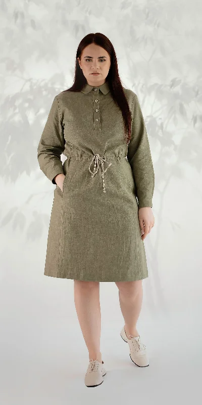 Khaki dress with drawstring