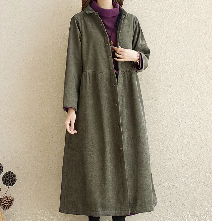 Corduory Cotton Dresses Loose Winter Autumn Dresses Casual Women Dresses ZRL97213