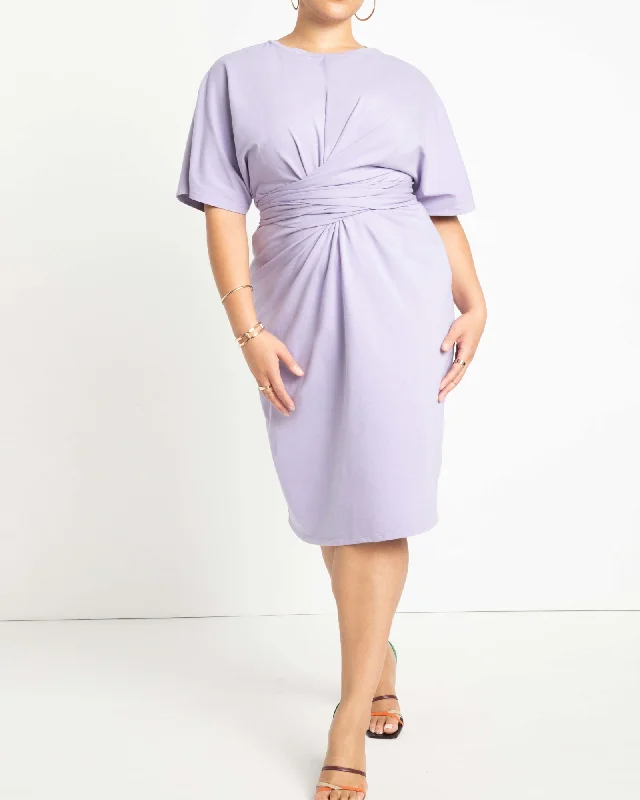 Cross Front Flutter Sleeve Dress | Purple | Heirloom Lilac