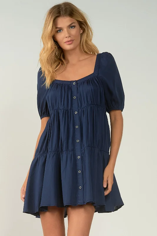 ELAN NAVY DRESS WITH BUTTONS