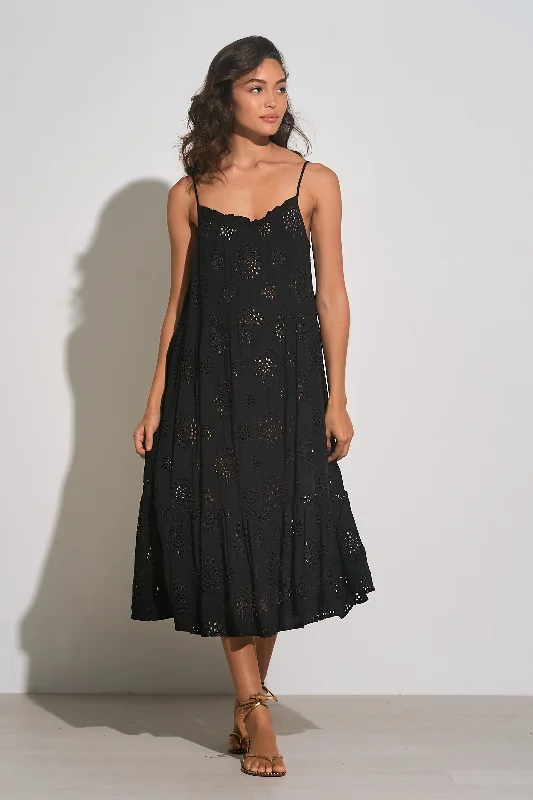 ELAN SP24 BLACK CROCHET MAX DRESS