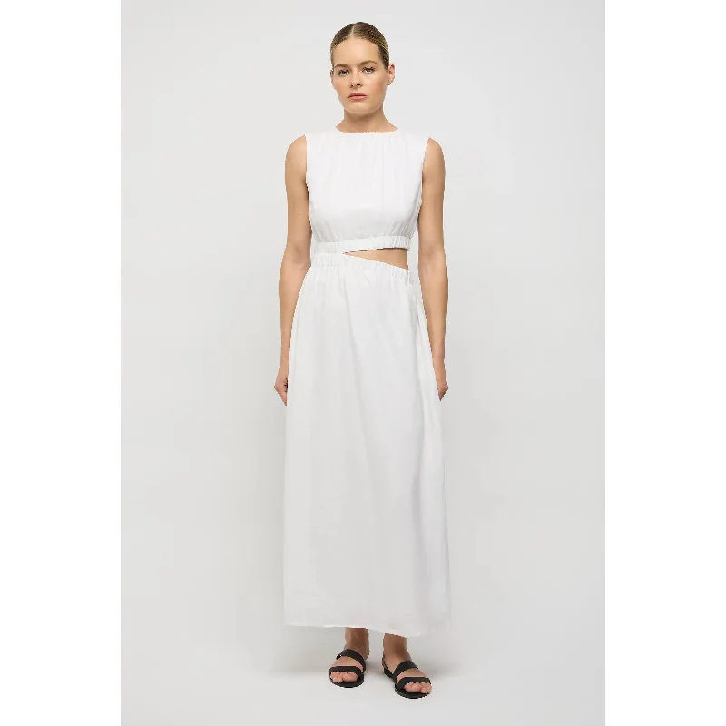 Friend of Audrey Camile Linen Cut-out Dress - White