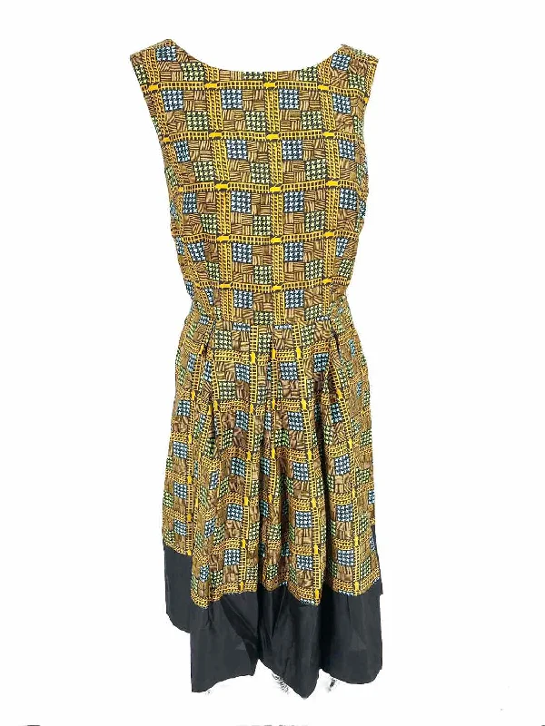 Girls From Savoy Women's Mustard/Blue Empire Silk Print Size 6 Dress PrettyLittleThing floral dresses