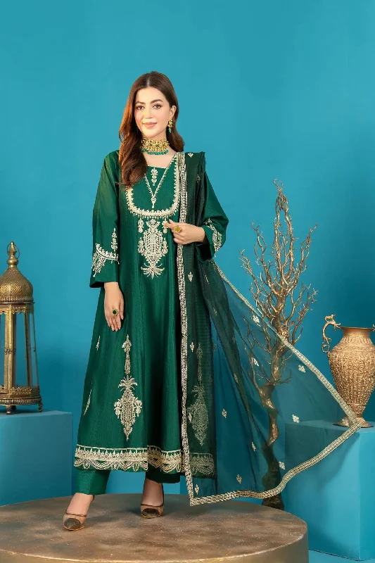 Green 3pc Katan Frock Suit