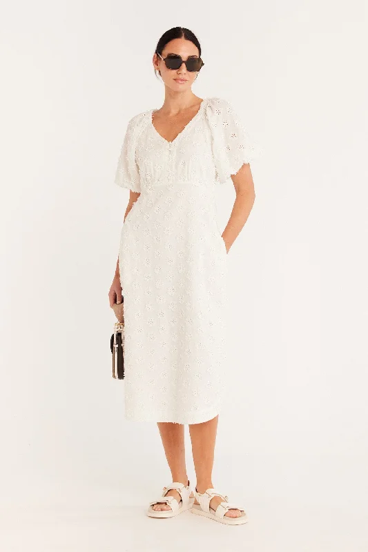 Havana Embroidered Dress - White