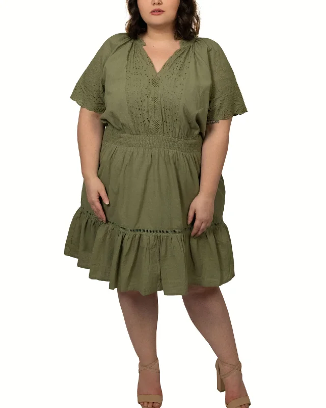 Isabella Dress Tiered Eyelet V-Neck Sage Green | Sage Green