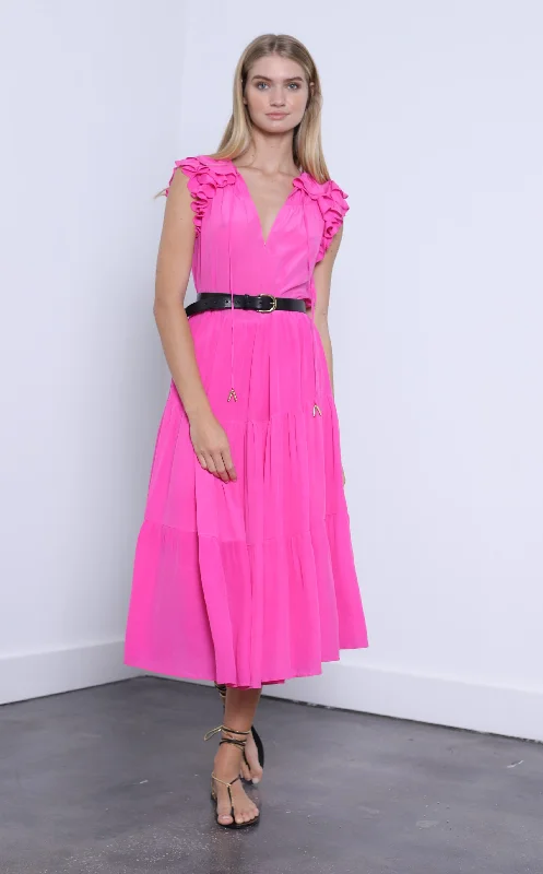 Karina Grimaldi - Sabrina Dress - Neon Pink