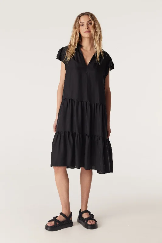 Laura Frill Dress - Black