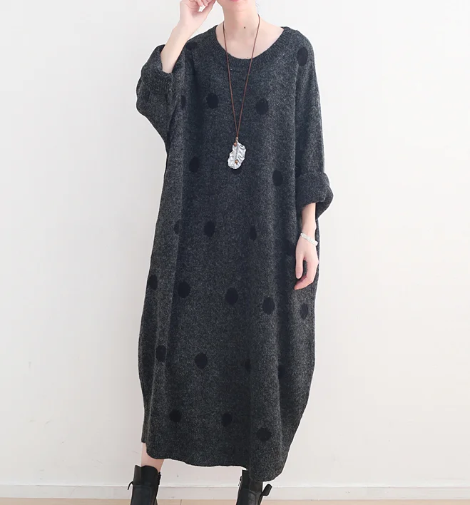 Dot Knit Loose Autumn Women Dresses Casual Women DressesSSM97219