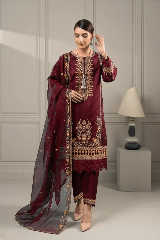 Maroon Katan Readymade Suit