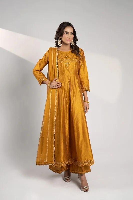 Mustard Katan Readymade Sharara Frock