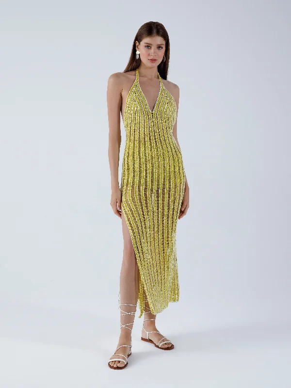 My Beachy Side - Verbena Halter Dress - Antique Moss