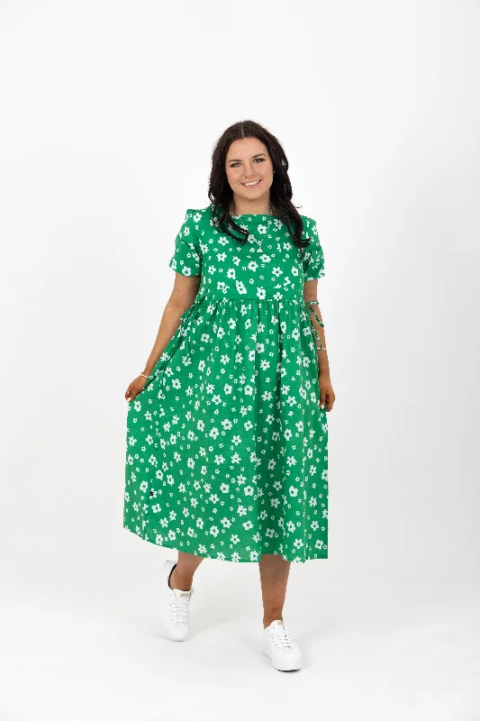 PENELOPE DRESS - GREEN/WHITE GARDEN