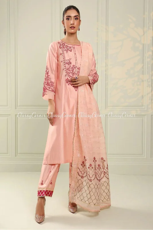 Pink Katan Embroidered Shalwar Kameez