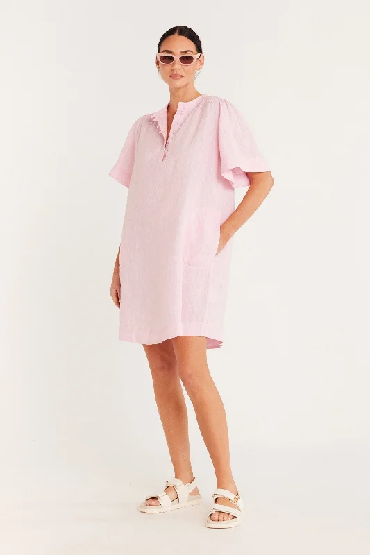 Pure Linen Dress - Pink